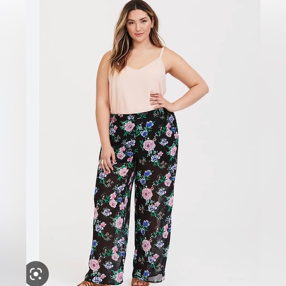 torrid Pants - Straight leg sheer floral pants